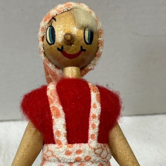 VTG Handcrafted Traditional Wooden Jointed Peg Pinocchio Toy Doll 7.5” Tall - Picture 9 of 16